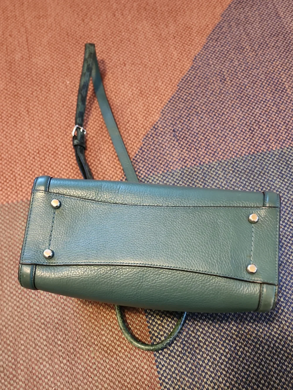 Coach Zoe Carryall 91026 Forest Green Pebble Leather Snake Embossed Satchel